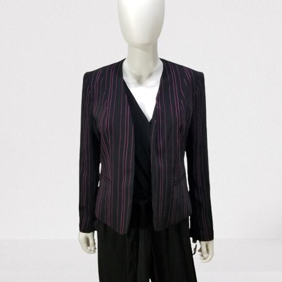Bar III Women's Business Black w/ Pink Stripes Suit Jacket, Size Medium, New - Picture 1 of 11